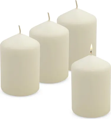 Produktbild von Echtwachs Stumpenkerze 4er Set 10 x 7 cm - creme weiß - Blockkerze für Adventskranz und Laternen