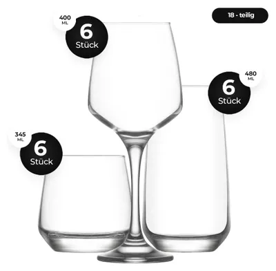 Produktbild von LAV Softdrink-Wasser-Set mit Fuß aus Glas-18-teiliges