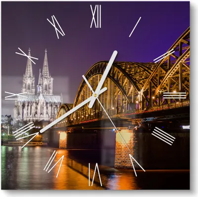Produktbild von DEQORI Glasuhr 30x30 cm Römisch 'Kölner Nachtglanz' Wanduhr Glas Uhr Design leise Küchenuhr