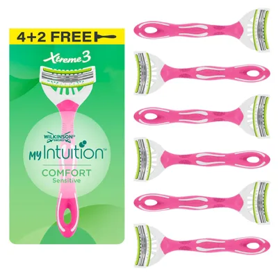 Image de Wilkinson Sword myIntuition Xtreme 3 Comfort Sensitive, rasoir jetable pour femmes, pack de 4