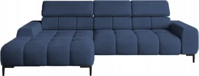 Zdjęcie produktu dla DomoHome Narożnik tapicerowany w kształcie litery L Lewa strona | 177x270 cm | Narożnik z funkcją spania Sofa rozkładana Funkcja spania Małe 3 siedziska Regulowane zagłówki Regulowane siedzisko | Niebieski