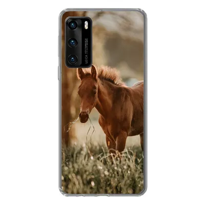 Produktbild von MuchoWow® Handyhülle Schutzhülle Hülle für Huawei P40 Pferd - Licht - Wiese Silikon Softcase Handy Hülle - Handytasche