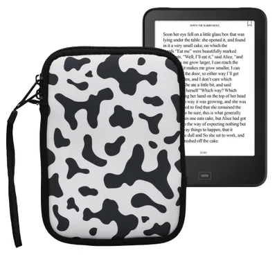 Produktbild von kwmobile Tasche für eReader - Neopren Hülle Schutzhülle Kuhmuster Schwarz Weiß - 17 x 12 x 2 cm Innenmaße