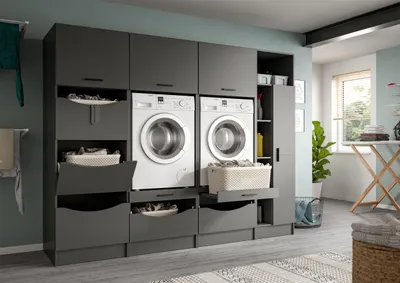 Produktbild von xonox.home Free Waschmaschienenumbau Set (B/H/T: 233x195x68 cm) in anthrazit Nachbildung