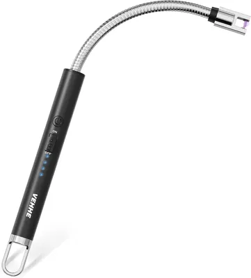 Produktbild von Elektrischer Feuerzeug, wiederaufladbar, mit LED-Batterieanzeige, langer, flexibler Hals, USB-Feuerzeug für Stumpenkerzen, Gasherde