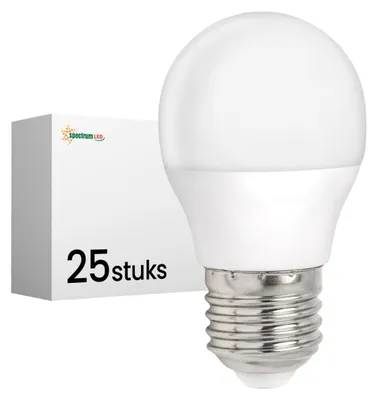 Productafbeelding van Spectrum LED Kogellamp P45 E27 Mat - 6W 520lm 3000K - Warmwit - Vervangt 45W - 25 stuks