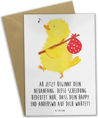 Produktbild von Mr. & Mrs. Panda Grußkarte Neuanfang Scheidung - Weiß - Geschenk, Herzlichkeit, Grußkarten, hochzeitskarten, Klappkarte, weihnachtskarten, einladungskarten, neues Kapitel