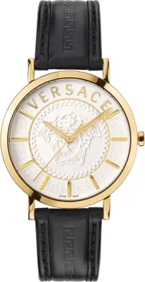 Produktbild von Versace VEJ400221 V-Essential weiss gold schwarz Leder Herren Uhr NEU