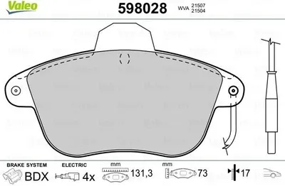 Produktbild von VALEO 598028 - OE 4252 95 Bremsbeläge, Vorne für Clio II, Sport Spider (EF0)