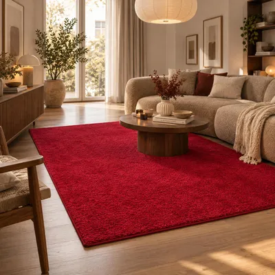 Produktbild von Hochflor Velours Teppich Mona Rot, Größe:200x300 cm