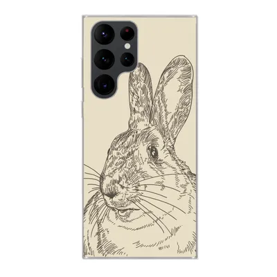 Produktbild von MuchoWow® Handyhülle Schutzhülle Hülle für Samsung Galaxy S22 Ultra Vintage-Illustration eines Kaninchens Silikon Softcase Handy Hülle - Abbildung