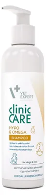 Imagen del producto de VETEXPERT Clinic Care: Champú para perros y gatos, formulado para pieles sensibles y enriquecido con Omega. 250 ml