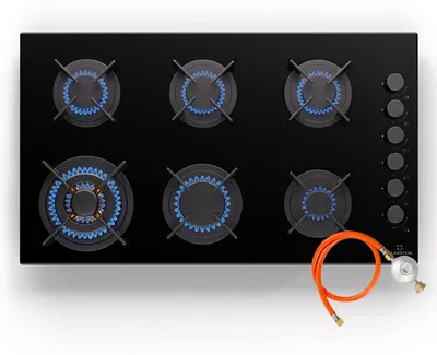 Image de Klarstein Tables de Cuisson à Gaz, Plaque de Cuisson Gaz à 6 Brûleurs, Table de Cuisson Encastrable à 6 Feux de 12200W, Cuisiniere Gaz, Gaziniere Gaz avec Brûleurs en Acier Inoxydable, Cuisinières GPL