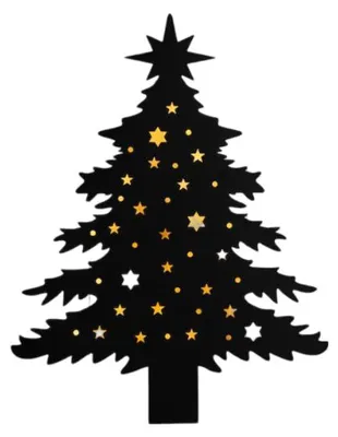 Productafbeelding van Muurhanger kerstboom 48led classic op batterij met timer ip20 3x40x51 cm zwart Anna's Collection