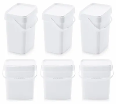 Produktbild von AUER 10,3 Liter Eimer rechteckig mit Deckel 29 x 20 x 27 cm Weiß 6 Stück
