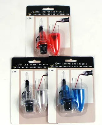 Immagine prodotto di tappo e versatore per bottiglie 2in1, 1 di 3 colori, in plastica