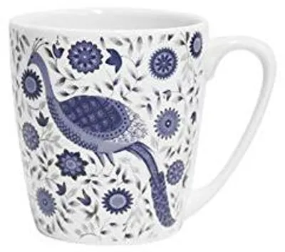 Feinporzellan-Kaffeebecher 300 ml, blau, Buchstaben-Design