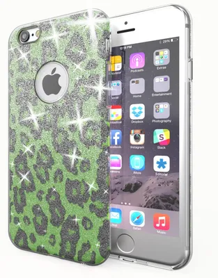 Produktbild von NALIA für IPHONE 6 / 6S Hülle TPU Silikon Cover Case Sparkle Leopard - Grün