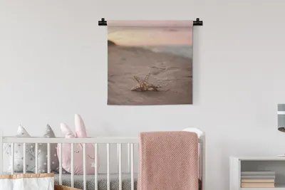 Produktbild von MuchoWow® Wandteppich Wandbehang Seestern - Strand - Farben 60x60 cm Tapisserie Dekoration Wandtuch - Dekorationen - Wand Decke