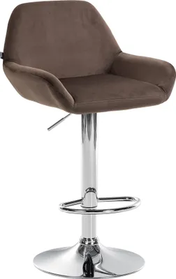 Produktbild von CLP Barhocker Braga Samtbezug mit Metallgestell, höhenverstellbar und drehbar | Farbe braun Gestell Farbe chrom