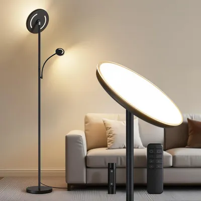 Image de Lampe sur pied pour salon (noire)