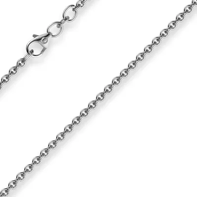 Produktbild von 2,3mm Kette Collier Rundankerkette aus 585 Gold Weißgold 55cm Uni Goldkette