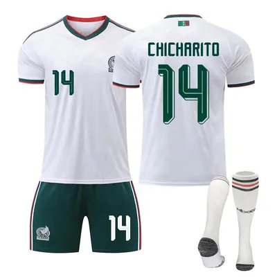 Zdjęcie produktu dla #14 CHICHARITO Koszulka piłkarska na wyjazdowy mecz reprezentacji Meksyku na Mistrzostwa Świata 2026 dla dzieci i dorosłych ROZMIAR:28