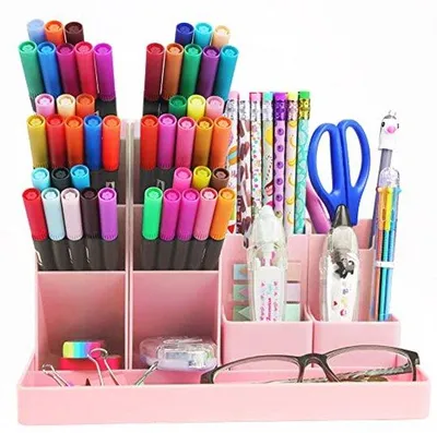 Immagine prodotto di Set da 5 organizer da scrivania rosa con cassetto