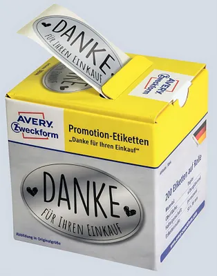 Obrázek produktu pro AVERY Zweckform 3844 AVERY Zweckform propagační etikety "Děkuji", stříbrné