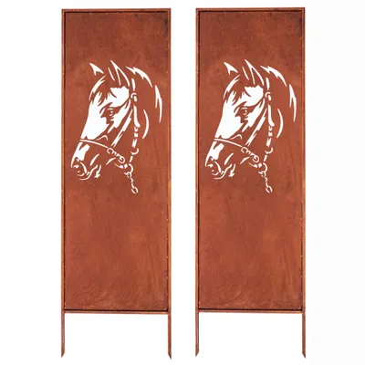 Zdjęcie produktu dla PANEL OGRODOWY DEKORACYJNY KOŃ 160 X 50 CM RDZAWY BRAMA PŁOT OSŁONA TARASU - zestaw 2 sztuk