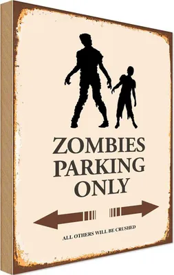 Zdjęcie produktu dla vianmo Drewniany znak 18x12 cm Zombies Parking only all others