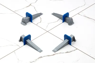 Produktbild von HexPro Fliesen Nivelliersystem 1mm 1,5mm 2mm Laschen, Fliesenstärke bis 15mm Fliesenkeile, Verlegehilfe Set (20000 Zuglaschen 1mm) Nivelierset Fliesen
