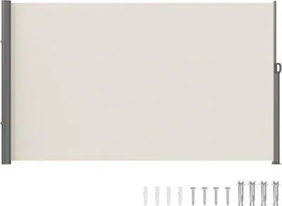 Immagine prodotto di Tenda parasole girevole per terrazza, 160 x 298 cm, realizzata in poliestere impermeabile, 180 g, ideale come protezione dal vento per terrazza, giardino o balcone, colore beige
