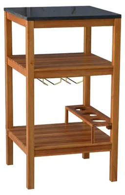 Produktbild von Dehner Outdoor-Küche Southampton Regal, mit Flaschenhalter / Gläserhalter, 50 x 50 x 90 cm, FSC®-es Akazienholz / Granit, braun