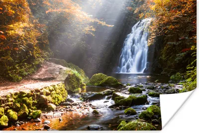 Produktbild von MuchoWow® Poster Wasserfall im Herbst 120x80 cm - Bilder