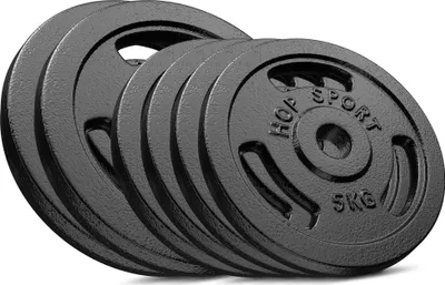 Produktbild von Hop-Sport 40 kg Hantelscheiben-Set 2x10kg + 4x5kg 30/31mm Gripper Gusseisen Gewichte Hanteln