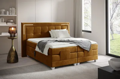 Produktbild von Boxspringbett Elektrisch Bett DORES 200x200cm in Stoff Fresh Senfgelb