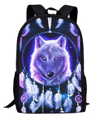 Produktbild von Schulrucksack Kinder Jungen Mädchen Teenager leicht Wolf Traumfänger 28x44x13cm Polyester wasserdicht