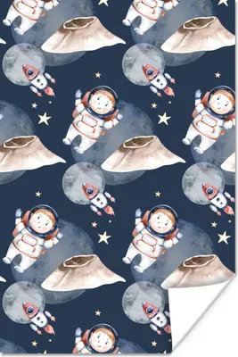 Produktbild von MuchoWow® Poster Weltraum - Astronaut - Rakete - Jungen - Mädchen - Kind 120x180 cm - Kunstposter