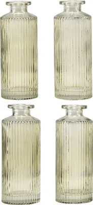 Produktbild von Mini Vasen Glas Rillen Retro Vintage Dekorativ Grün Ø5cm 4er Set, 4 Stück