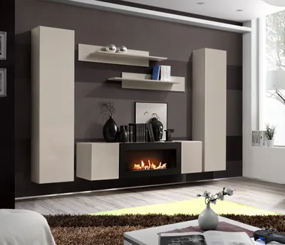 Produktbild von Anbauwand Wohnwand FLY M1 CC inkl. Push-Click System mit Bio Ethanol Kamin