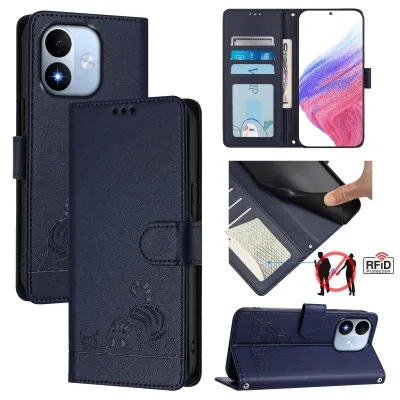 Obrázek produktu pro Kožené pouzdro pro Xiaomi Redmi Note 17 4G, sladká kočka Flip pouzdro s funkcí stojánku a peněženkou modré