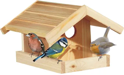 Produktbild von Elmato 10182 Futterhaus Meise Vogelhaus Futterstation Futterstelle Naturholz, 28x15x20cm