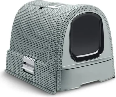 Produktbild von Katzenstreu-Box CURVER, Grau-Blau, 51 x 38,5 x 39,5 cm, Mit Aktivkohlefilter, Für mittelgroße Katzen