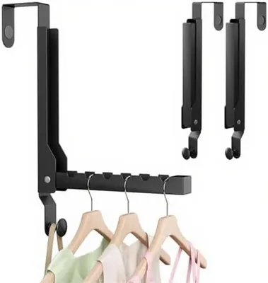 Produktbild von 2er-Pack faltbare Metall-Türregale mit 6 Schlitzen, platzsparender Organizer für Badezimmer, Schlafzimmer und Waschküche, Schwarz