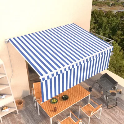Immagine prodotto di The Living Store Tenda da sole manuale a scomparsa con tenda a rullo 4x3 m Blu e Bianco