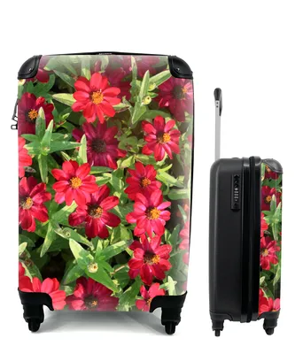 Produktbild von MuchoWow® Koffer Handgepäck Trolley Rollkoffer Kleine Reisekoffer mit 4 Rollen - Rote Zinnienblüten an einem sonnigen Tag - Cabin Size < 55x40x23 cm & 55x40x20 cm - Fotokoffer - Kabinenkoffer - Boardgepäck - Reise-Box - Reisekoffer - Reisegepäck - Koffer mit Bild - Trolley für Kinder