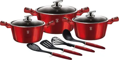 Produktbild von Berlingerhaus Marmor-Kochgeschirr-Set 10-teilig Burgund Metallic Line