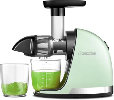Produktbild von AMZCHEF ZM1501 Slow Juicer Entsafter Obst & Gemüse Edelstahlfilter 4-in-1 Hohe Saftausbeute, 90–110 U/min, nährstoffschonend, klarer Saft, kompakte