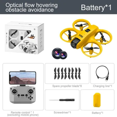 Zdjęcie produktu dla V66 – mini dron FPV – szerokokątna kamera 8K – Wi-Fi FPV – system omijania przeszkód – zasięg 200 m – czas lotu 5–10 min – kolor żółty